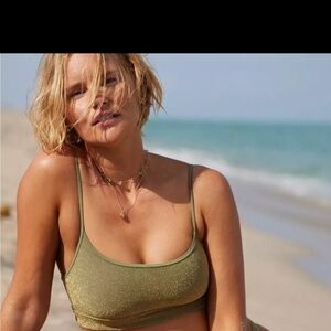 Aerie Glittering Green Bikini Top Size Small.